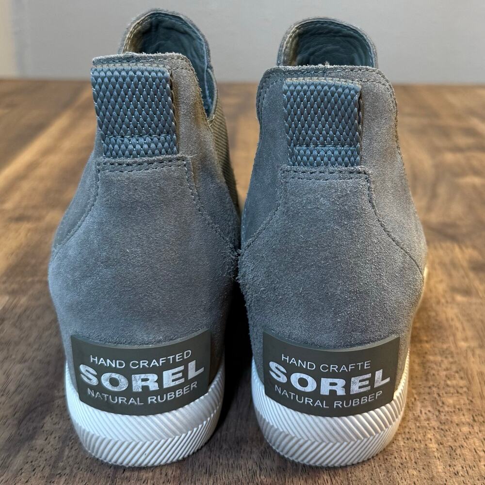 Sorel Out N About Wedge Booties Suede Leather Pull-On Boots Green Women’s 8.5 - Picture 4 of 10